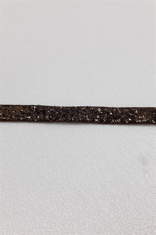 Dark Brown Glittery Velvet Ribbon 1 cm