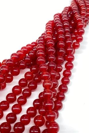 Koyu Kırmızı Ceyt Doğal Taş Dizi 8 mm