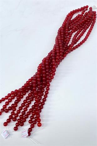 Koyu Kırmızı Ceyt Doğal Taş Dizi 8 mm