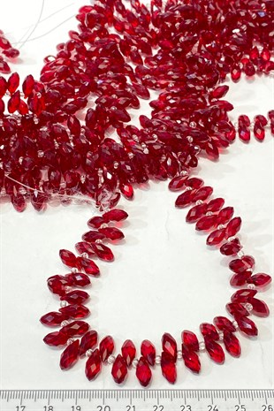 Koyu Kırmızı Damla Kristal Boncuk
