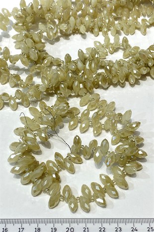 Koyu Krem Damla Kristal Boncuk