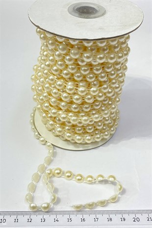 Koyu Krem Plastik Şerit Yarım İnci 8 mm 10 mt