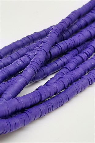 Desenli Koyu Mor Fimo Hamur Boncuk 6Mm