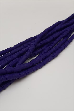 Desenli Koyu Mor Fimo Hamur Boncuk 6Mm