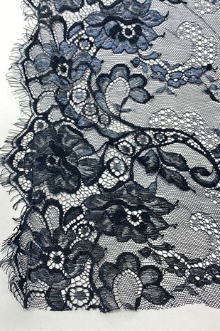 Koyu Lacivert Geniş Sakallı Dantel