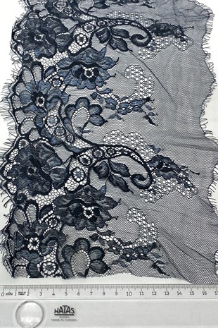 Koyu Lacivert Geniş Sakallı Dantel