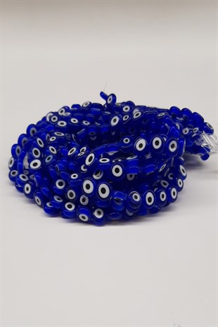 Dark Blue Glass Flat Evil Eye Bead