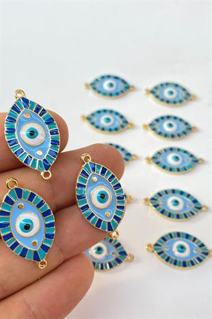 Dark Blue Double Sided Enamel Colored Evil Eye Beads Bracelet Beads