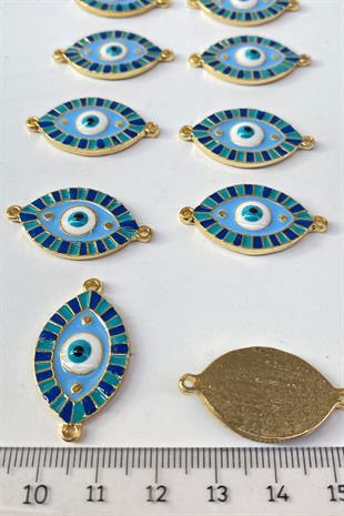 Dark Blue Double Sided Enamel Colored Evil Eye Beads Bracelet Beads