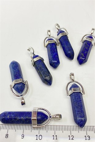 Koyu Mavi Çivi Doğal Taş Kolye Ucu 1 Adet