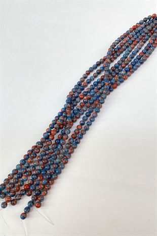 Koyu Mavi Desenli Ceyt Doğal Taş Boncuk 8 mm