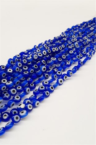 Dark Blue Flat Glass Evil Eye Beads