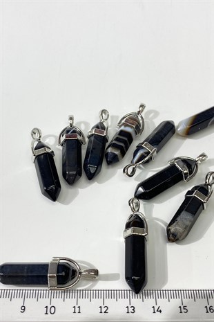 Koyu Mor Çivi Akik Doğal Taş Kolye Ucu 1 Adet