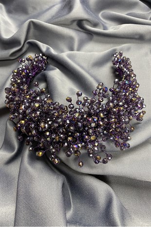 Dark Purple Pollux Crystal Stone Henna and Bridal Crown