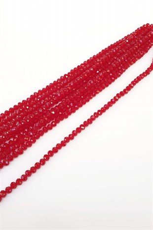 Koyu Şeffaf Kırmızı Kristal Boncuk 8 mm