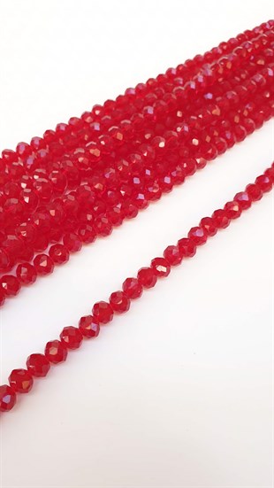 Koyu Şeffaf Kırmızı Kristal Boncuk 8 mm