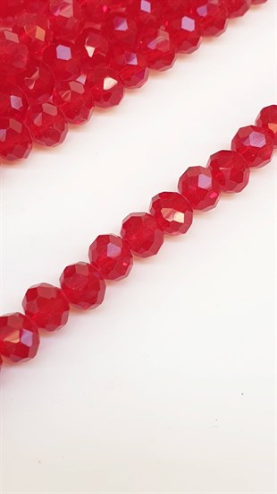 Koyu Şeffaf Kırmızı Kristal Boncuk 8 mm