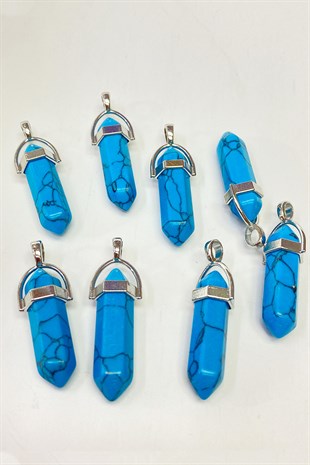 Koyu Turkuaz Çivi Doğal Taş Kolye Ucu 1 Adet