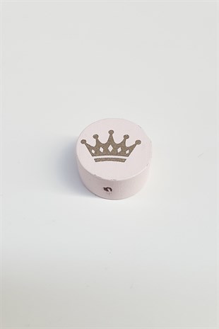 Kral Tacı Desenli Açık Pembe Ahşap Boncuk