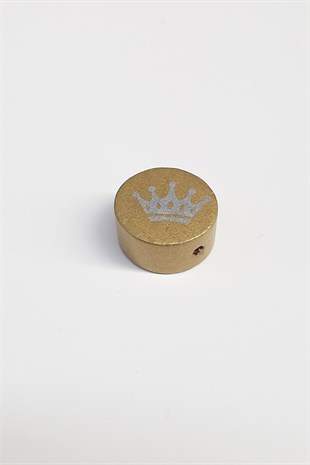 Kral Tacı Desenli Gold Renk Ahşap Boncuk