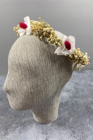 Krem Bahar Dalı Ve Cipsolu Dış Çekim Gelin Tacı