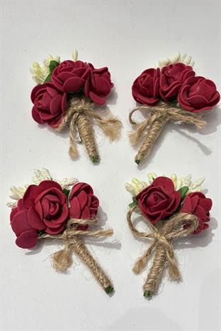 Krem Cipsolu Güllü Damat Yaka Çiçeği Sağdıç Çiçeği 10 Adet