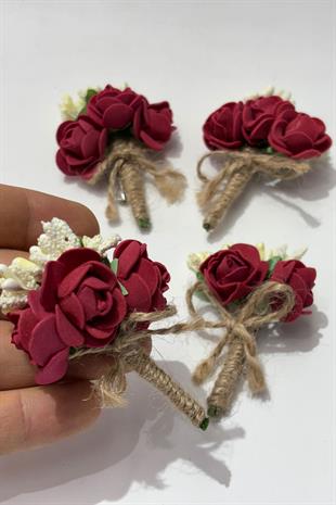 Krem Cipsolu Güllü Damat Yaka Çiçeği Sağdıç Çiçeği 10 Adet