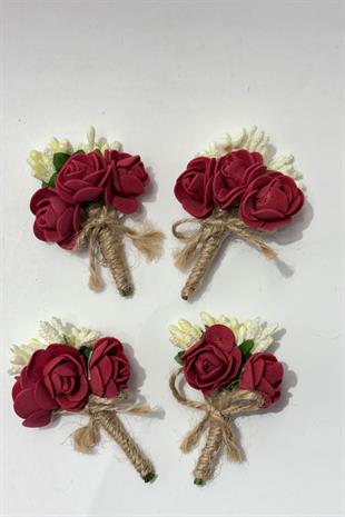 Krem Cipsolu Güllü Damat Yaka Çiçeği Sağdıç Çiçeği 10 Adet