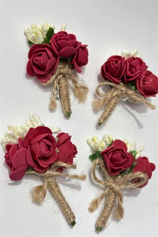 Krem Cipsolu Güllü Damat Yaka Çiçeği Sağdıç Çiçeği 10 Adet