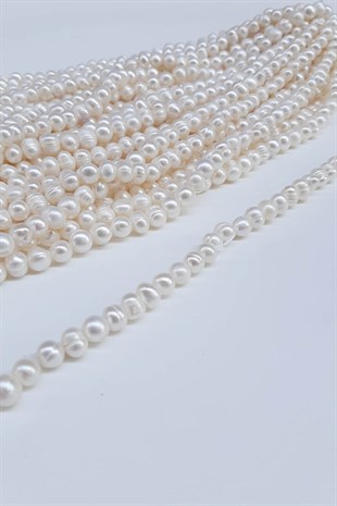 Krem Doğal Cam İnci 7-8 mm