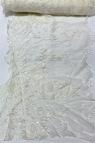 Krem Geniş Sakallı Dantel