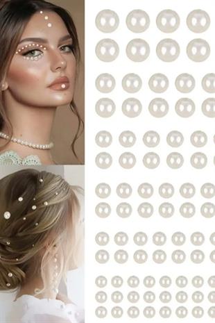 Cream Pearl Sticker Hair Body Eye And Face Stone