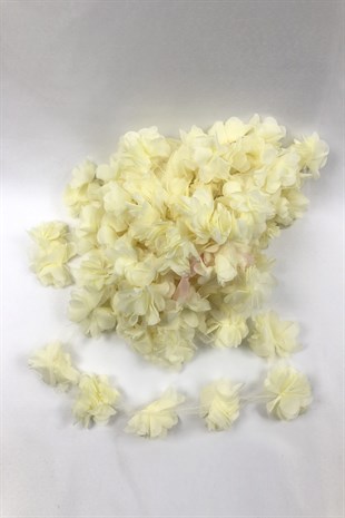 Krem Renk Lazer Kesim Tül Çiçek