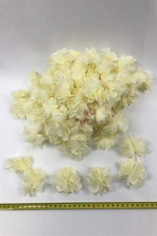 Krem Renk Lazer Kesim Tül Çiçek