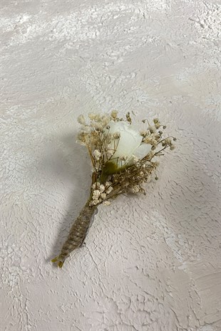 Cream Peony Flower Cipso Bridal Bouquet Crown and Boutonniere Set