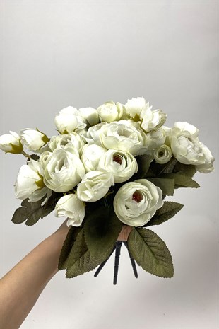 Krem Şakayık Eren Gül Yapay Çiçek 3 Demet