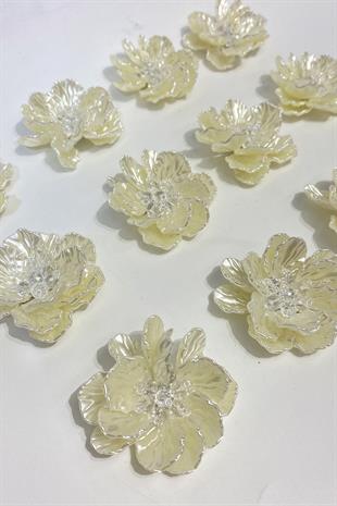 كريم اللؤلؤ ورقة كريستال مطرز بروش اللؤلؤ