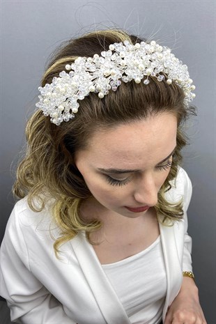 Cream Transparent Lisa Model Bridal Henna Crown