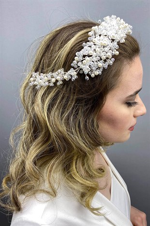 Cream Transparent Lisa Model Bridal Henna Crown