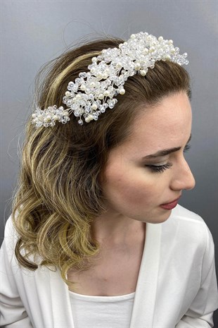 Cream Transparent Lisa Model Bridal Henna Crown