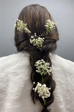 Krem Şoklanmış Doğal Cipsolu Firketeli Saç Aksesuarı 5 Adet