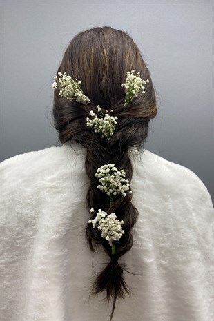 Krem Şoklanmış Doğal Cipsolu Firketeli Saç Aksesuarı 5 Adet