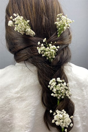 Krem Şoklanmış Doğal Cipsolu Firketeli Saç Aksesuarı 5 Adet