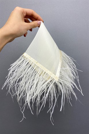 Cream Feather Bridal Halay Handkerchief