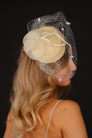 Cream Voile Wedding Hat Milne Tulle Bridal Accessory