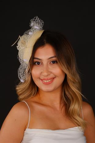 Cream Voile Wedding Hat Milne Tulle Bridal Accessory