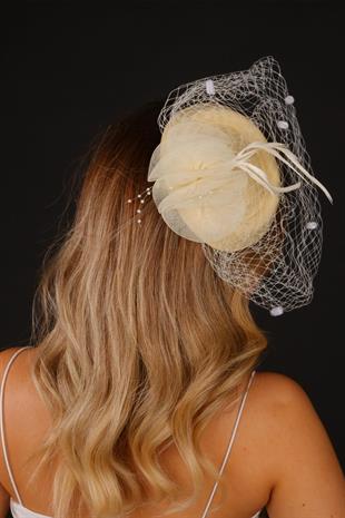 الجملة قبعة الزفاف كريم Voilet ميلن تول الزفاف التبعي