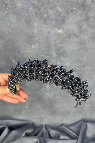Kristal Boncuk İşlemeli Buğlem Gelin Tacı