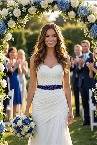 Custom Designed Wedding Dress and Evening Gown Belt with Crystal Bead Embellishments - Elegant Waist Accessory
