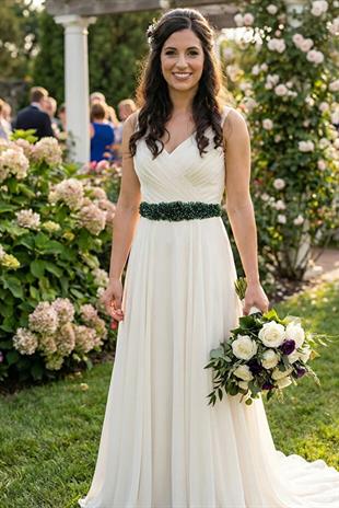 Custom Designed Wedding Dress and Evening Gown Belt with Crystal Bead Embellishments - Elegant Waist Accessory